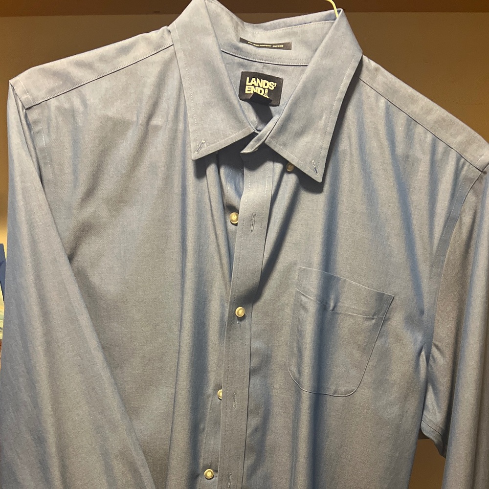 Blue lands end button down shirt